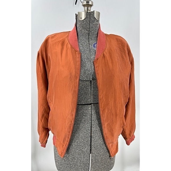 Corsini vintage silk boho rust orange bomber jacket L - Picture 1 of 17